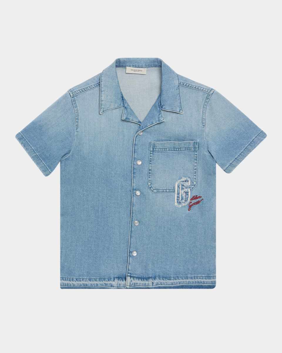 Boy's Journey Logo Patch Denim Shirt, Size 4-